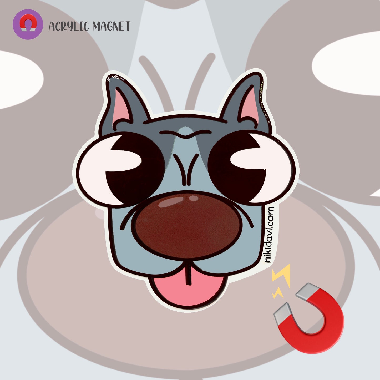 Derpy Pitbull Acrylic Magnet