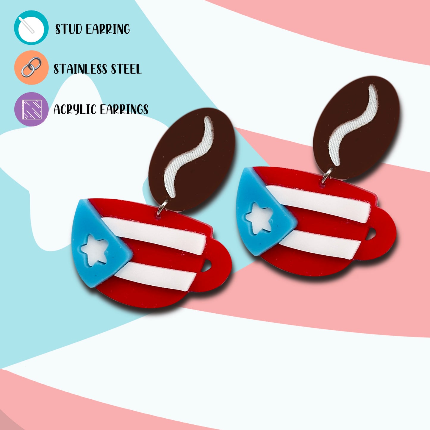 Taza Puerto Rico Acrylic Earrings