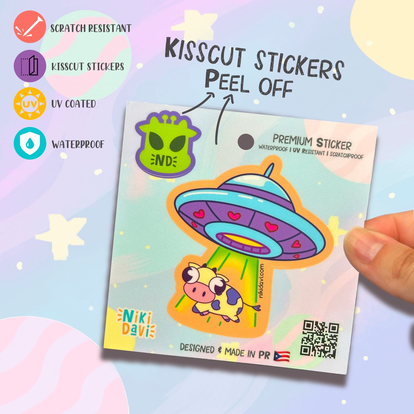 UFO cow Kis Cut Premium Sticker