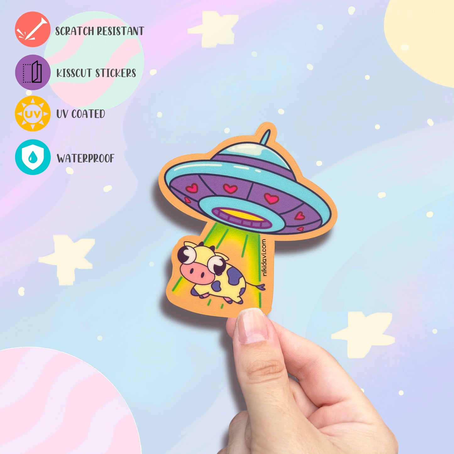 UFO cow Kis Cut Premium Sticker