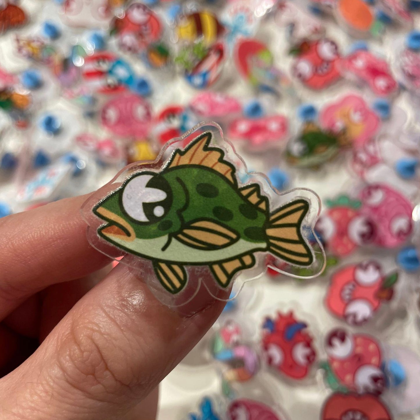 Green Fish Acrylic Pin