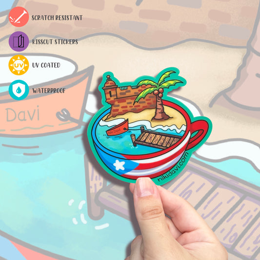 Taza en Puerto Rico Kis Cut Premium Sticker