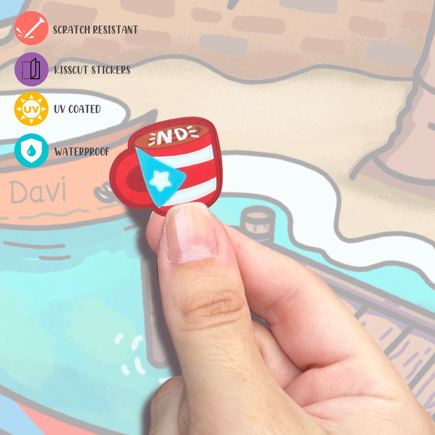 Taza en Puerto Rico Premium Pegatina