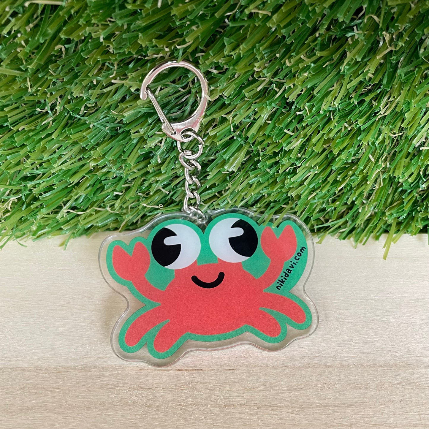 Red crab with green background niki davi derpy cartoon