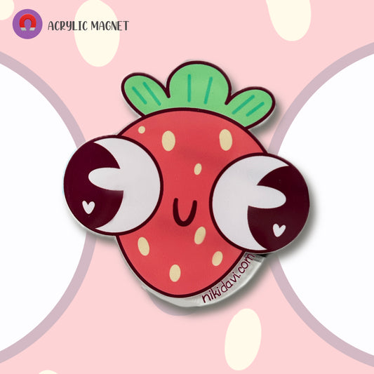 Derpy Strawberry Acrylic Magnet