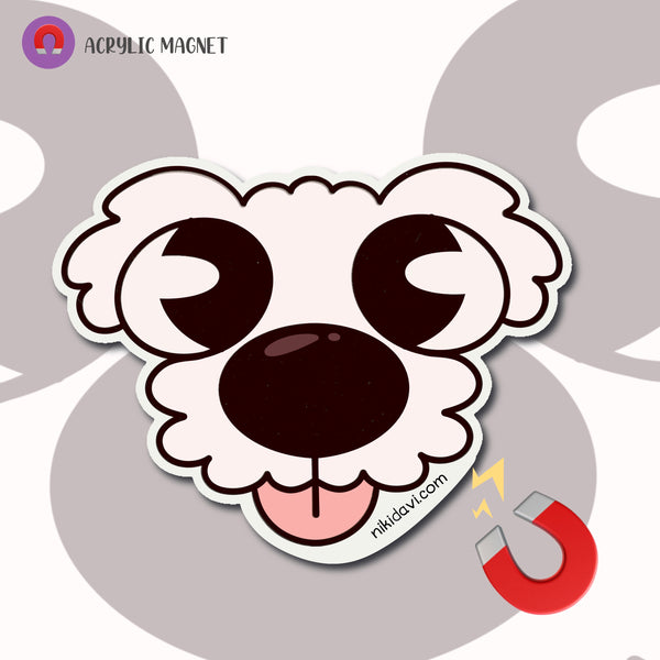 Derpy Fluffy Dog Acrylic Magnet