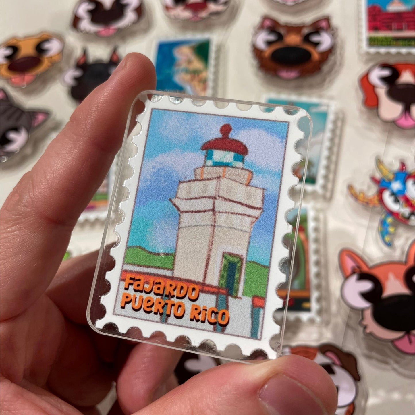 Puerto Rico Stamp Acrylic Magnet