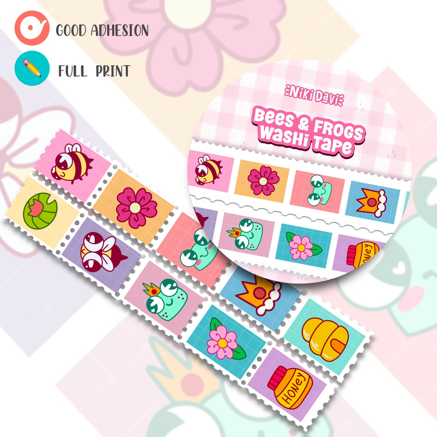 Bees and frogs Stamp Washi Tape