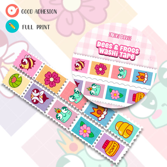 Bees and frogs Stamp Washi Tape