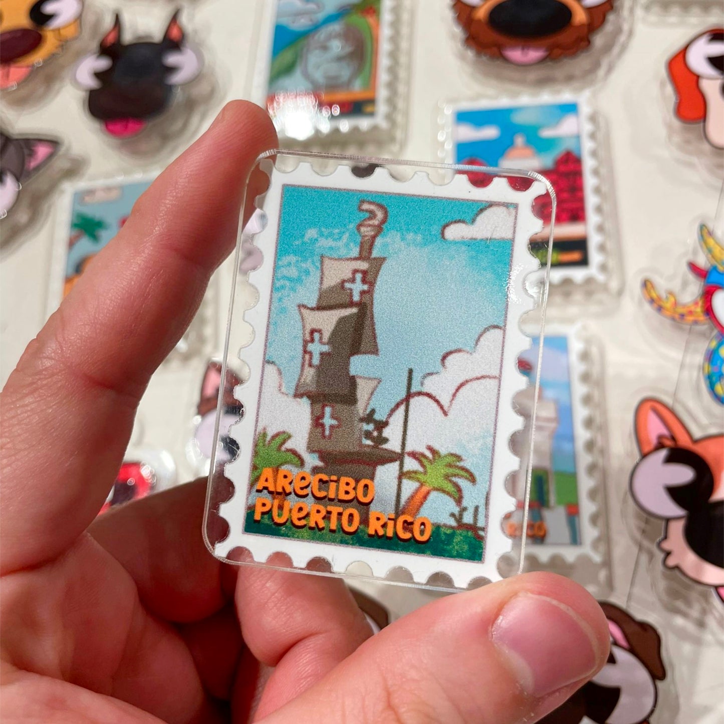 Puerto Rico Stamp Acrylic Magnet