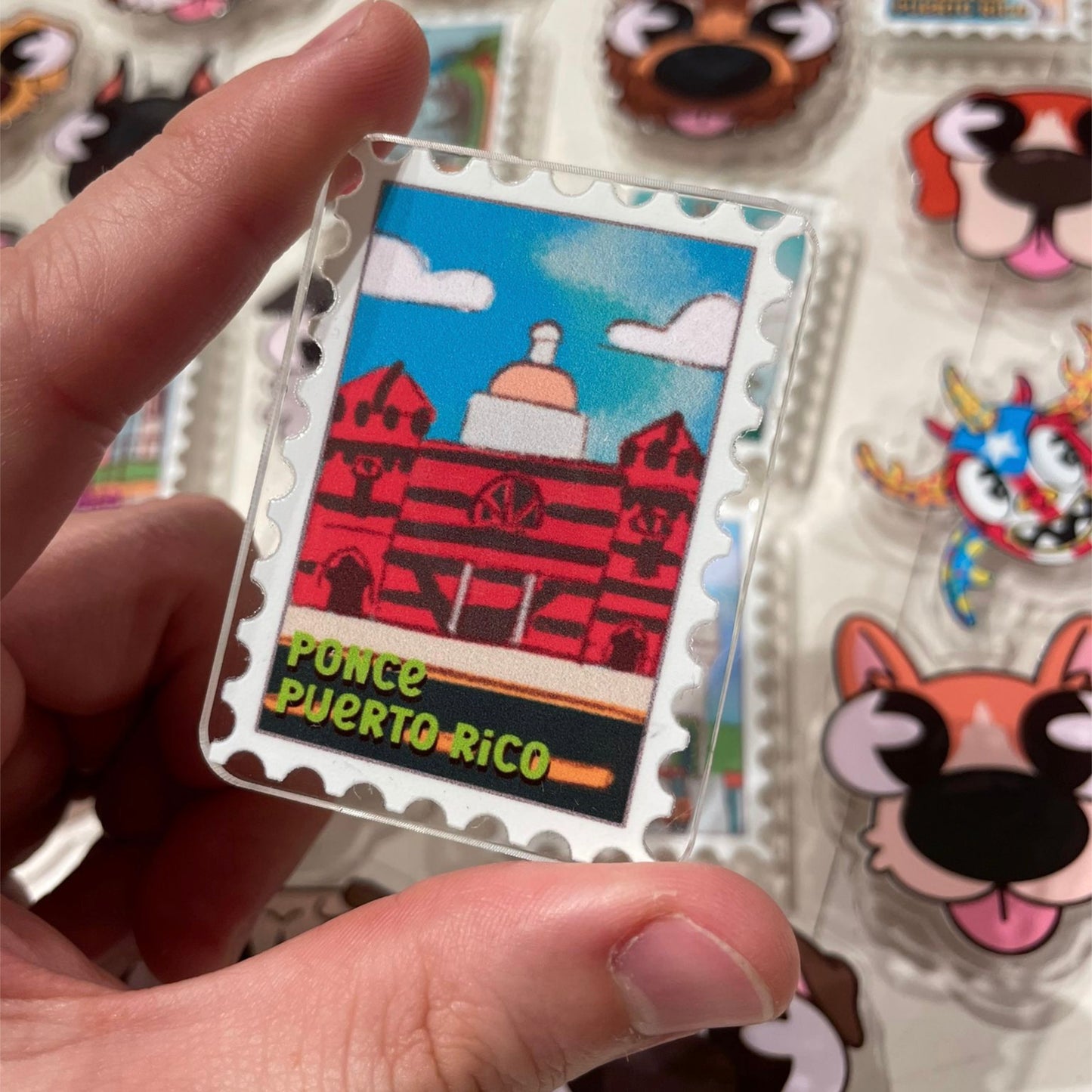 Puerto Rico Stamp Acrylic Magnet