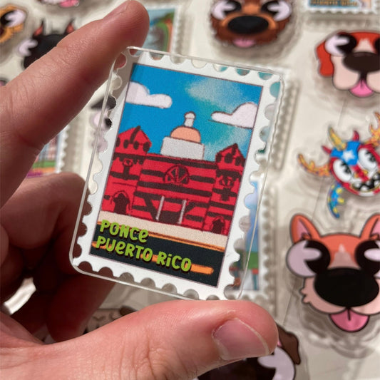 Puerto Rico Stamp Acrylic Magnet