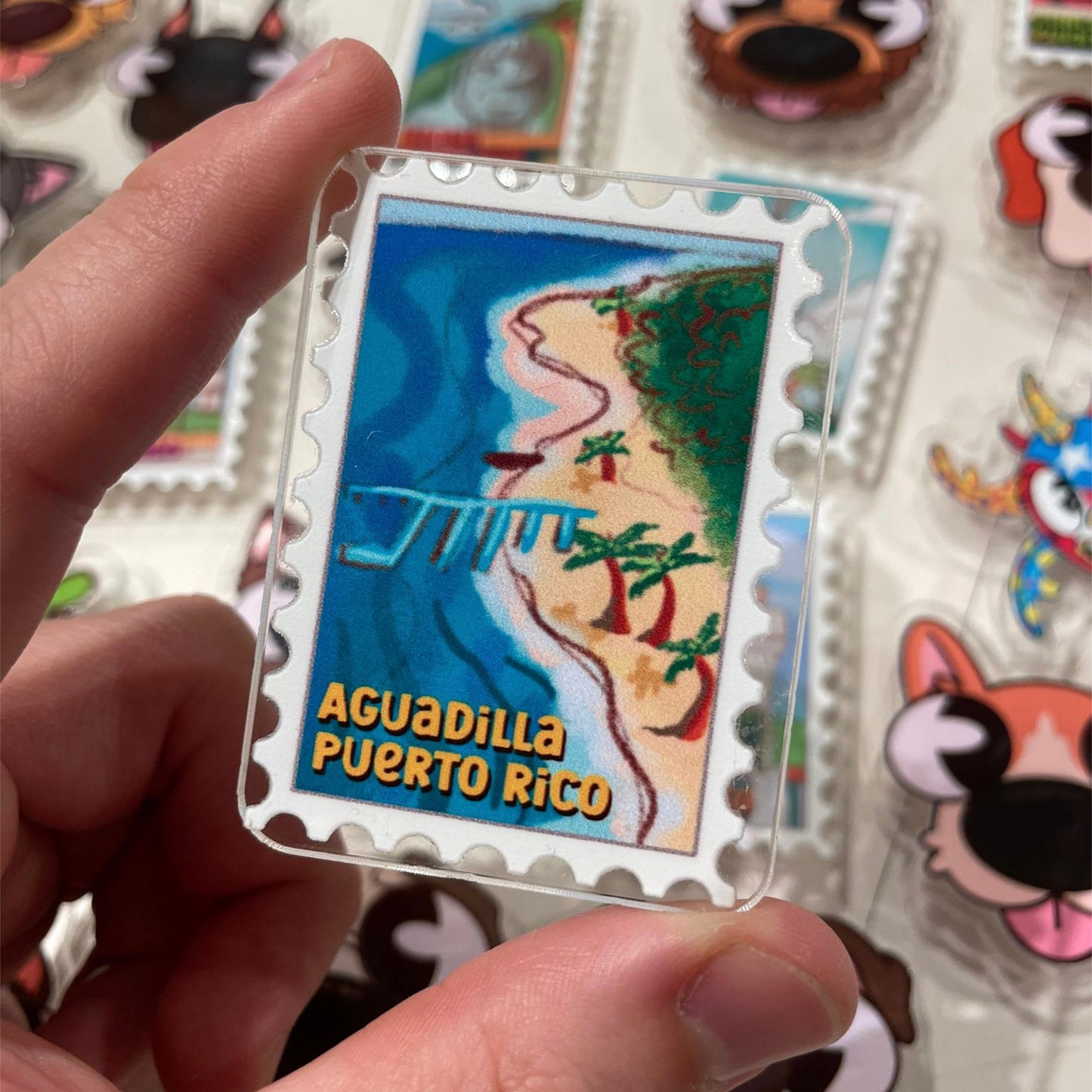 Puerto Rico Stamp Acrylic Magnet