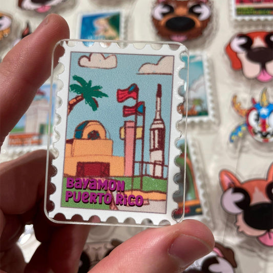 Puerto Rico Stamp Acrylic Magnet