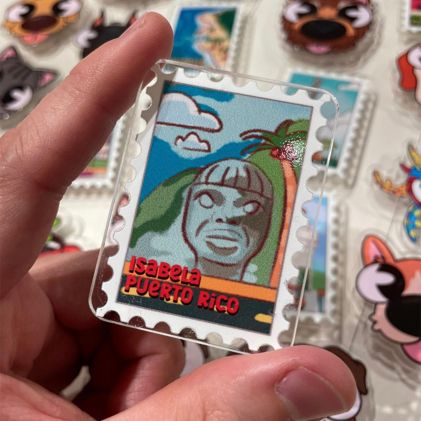 Puerto Rico Stamp Acrylic Magnet