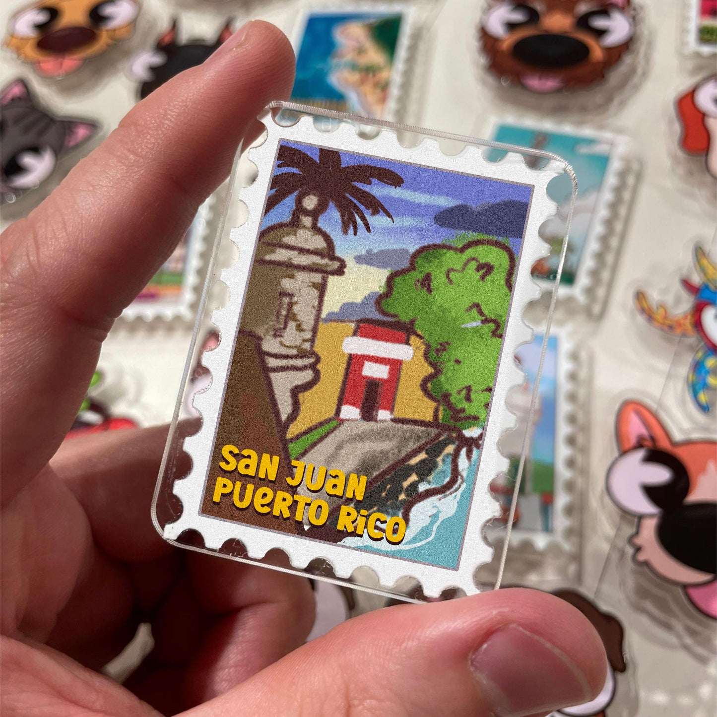 Puerto Rico Stamp Acrylic Magnet