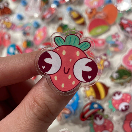 Derpy Strawberry Acrylic Pin