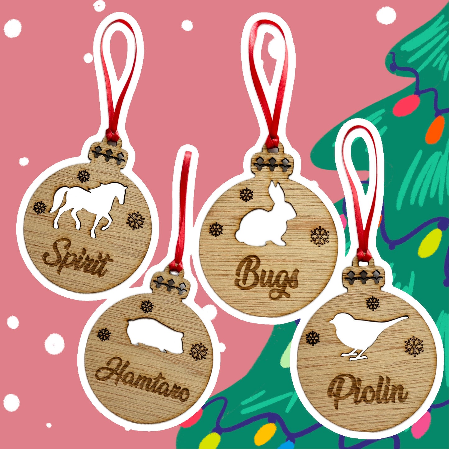 Adorno Navideño de Mascota Siluetas