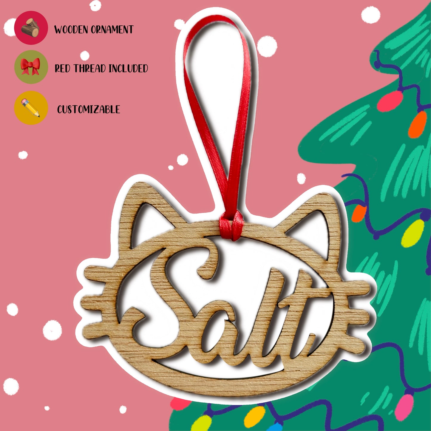 Adorno Navideño con forma de Gato