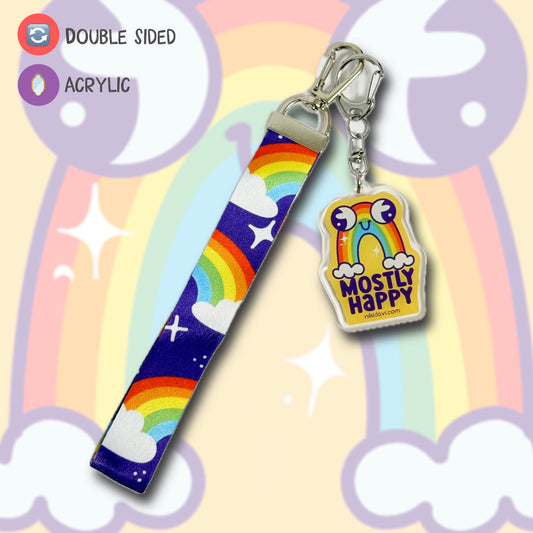 Mostly Happy Lanyard Keychain