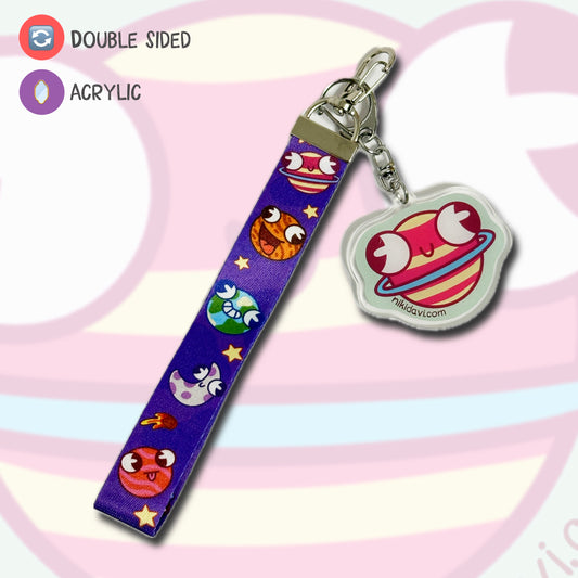 Derpy Planet Lanyard Keychain