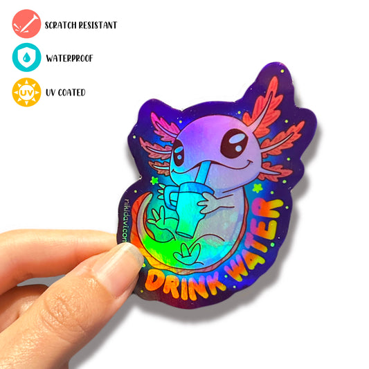 Holo Space Axolotl Premium Sticker