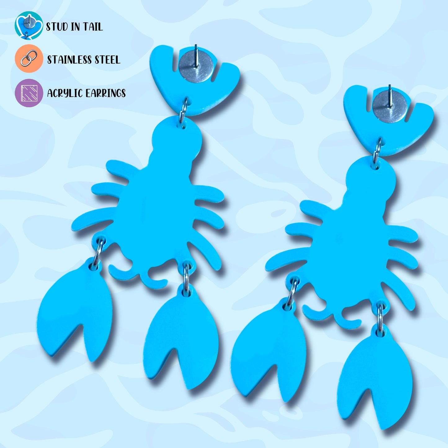 Larry the blue Crawfish Acrylic Earrings