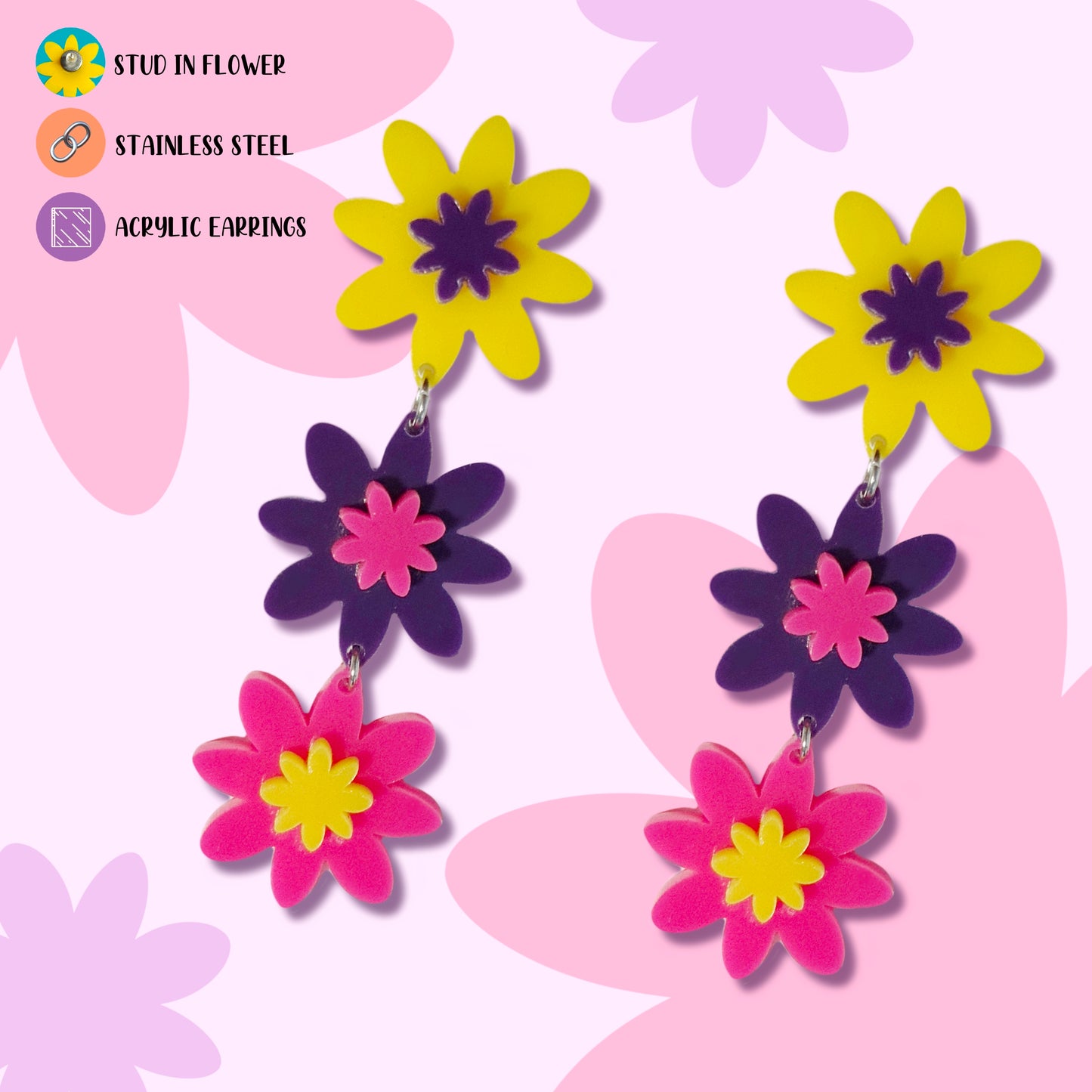 Flower Acrylic Earrings