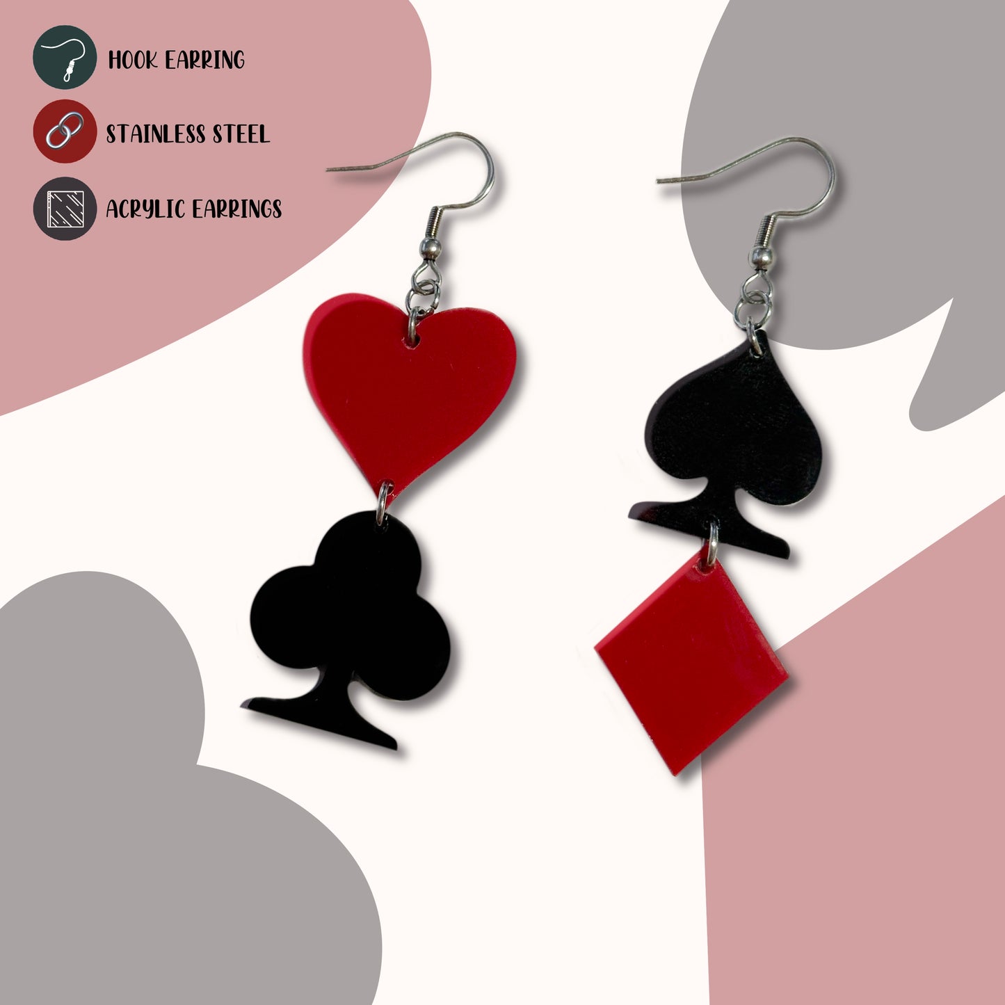 Card suit Acrylic Earrings