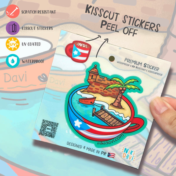 Taza en Puerto Rico Kis Cut Premium Sticker