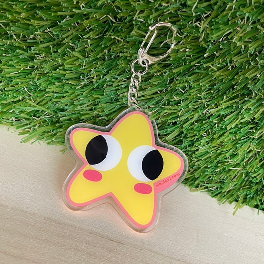 Yellow star derpy blush cartoon keychain