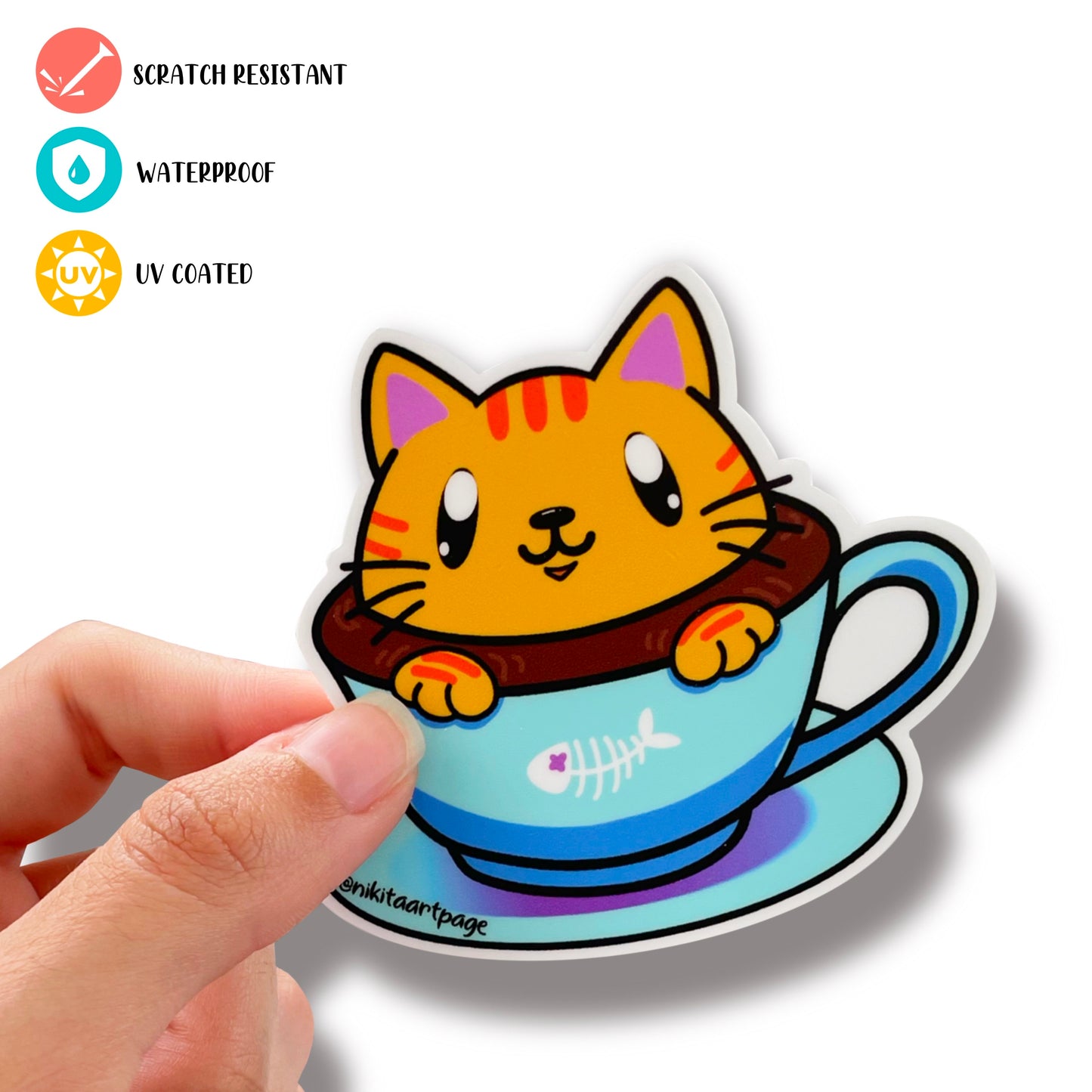 Taza de gato Premium Pegatina